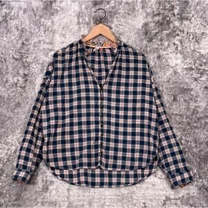 Anthropologie Top XS Womens Pilcro Plaid Button Front Oversized Blouse